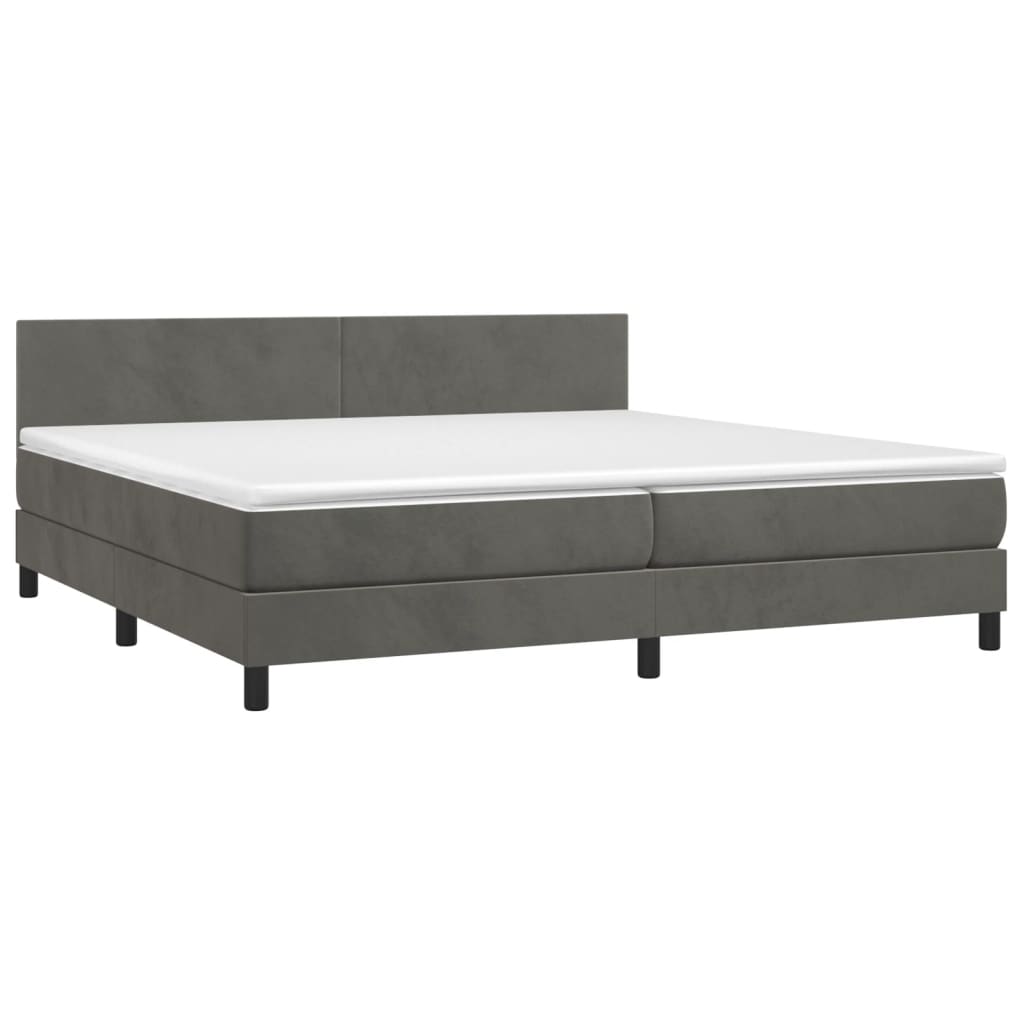 Letto a Molle con Materasso e LED Grigio Scuro 200x200 cm 3134304