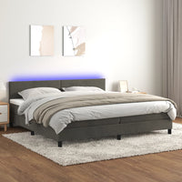 Letto a Molle con Materasso e LED Grigio Scuro 200x200 cm 3134304