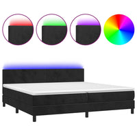 Letto a Molle con Materasso e LED Nero 200x200 cm in Vellutocod mxl 74893