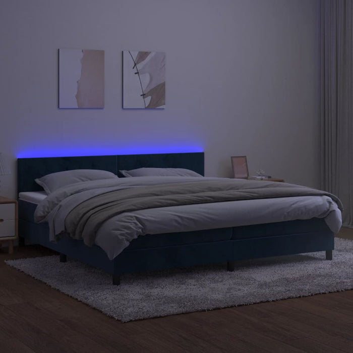 Letto a Molle con Materasso e LED Blu Scuro 200x200 cm cod mxl 58370