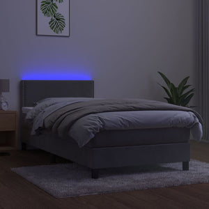 Letto a Molle Materasso e LED Grigio Chiaro 80x200 cm Velluto cod mxl 56161