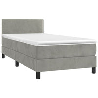 Letto a Molle Materasso e LED Grigio Chiaro 80x200 cm Velluto cod mxl 56161