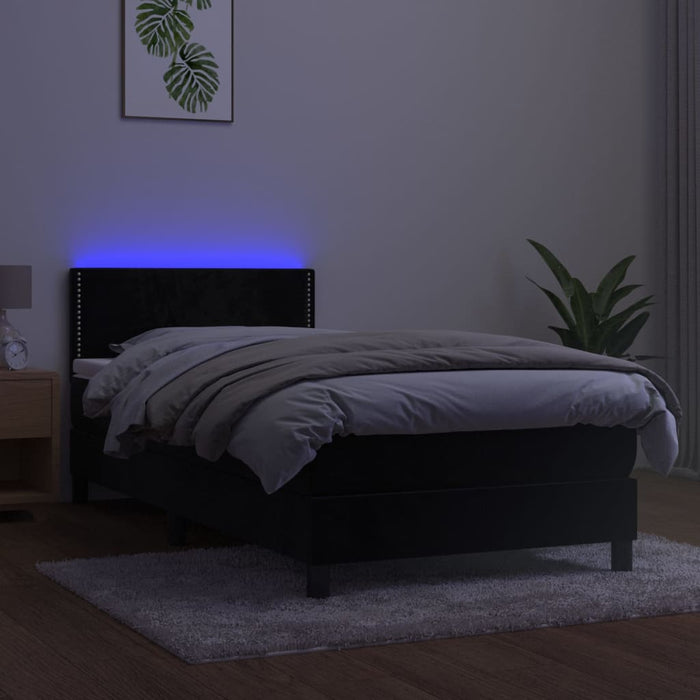 Letto a Molle con Materasso e LED Nero 80x200 cm in Velluto 3134311