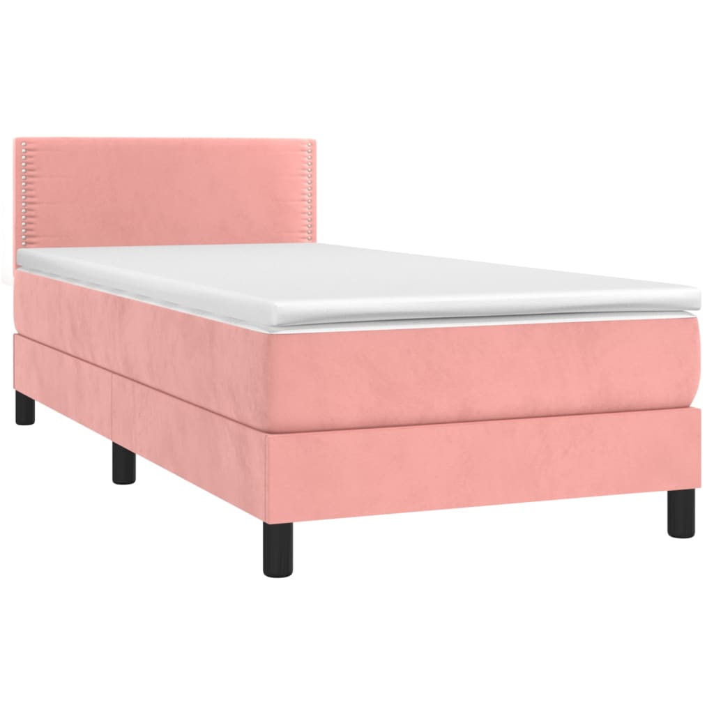 Letto a Molle con Materasso e LED Rosa 90x190 cm in Velluto 3134320