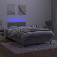 Letto a Molle Materasso e LED Grigio Chiaro 120x200 cm Velluto cod mxl 62972