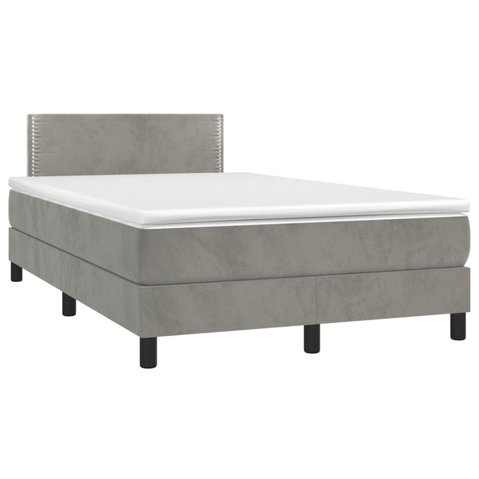 Letto a Molle Materasso e LED Grigio Chiaro 120x200 cm Velluto cod mxl 62972