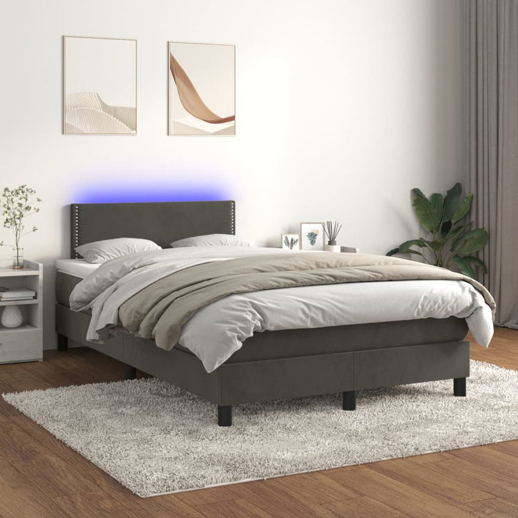 Letto a Molle con Materasso e LED Grigio Scuro 120x200 cm cod mxl 55273