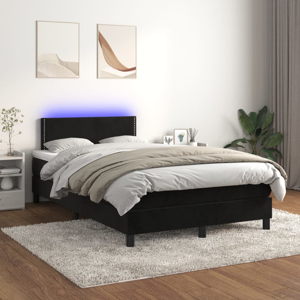 Letto a Molle con Materasso e LED Nero 120x200 cm in Velluto 3134335