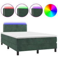 Letto a Molle con Materasso e LED Verde Scuro 120x200cm Velluto 3134336