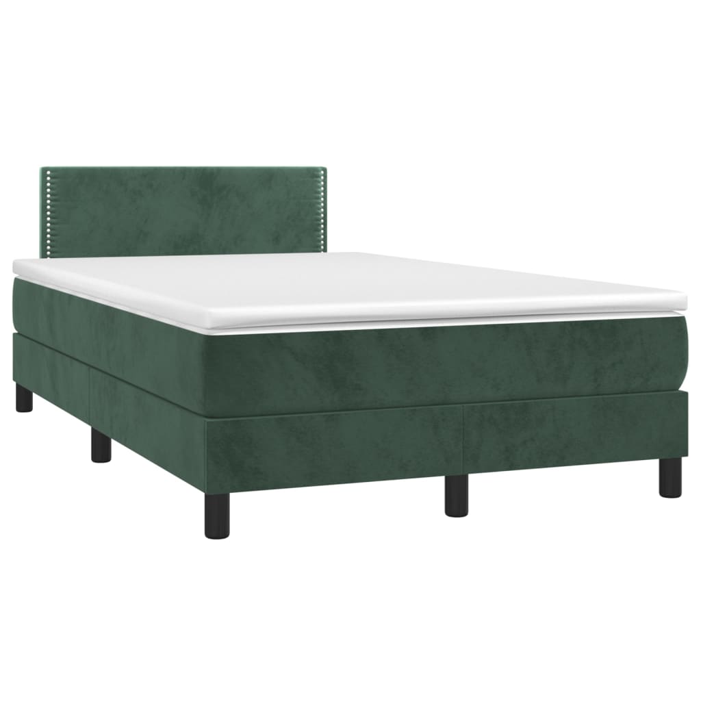 Letto a Molle con Materasso e LED Verde Scuro 120x200cm Velluto 3134336