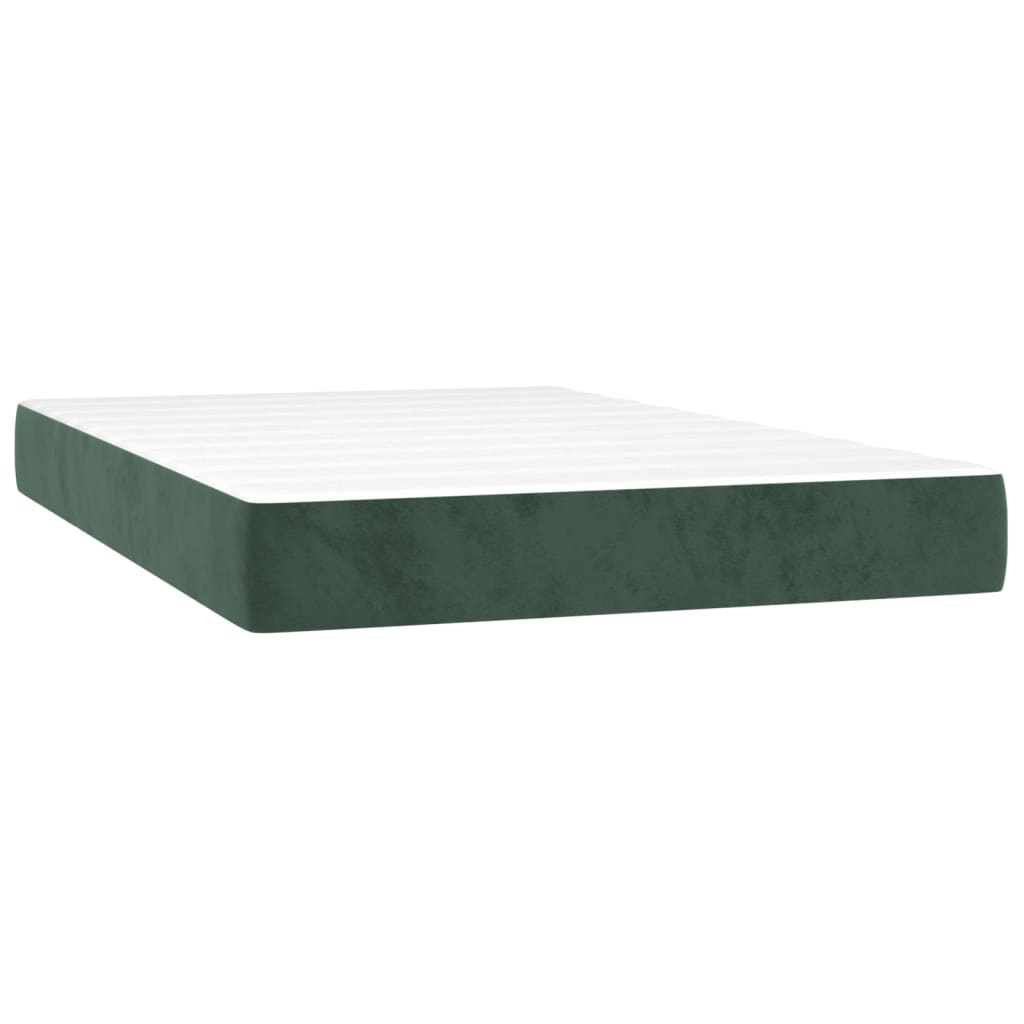 Letto a Molle con Materasso e LED Verde Scuro 120x200cm Velluto 3134336