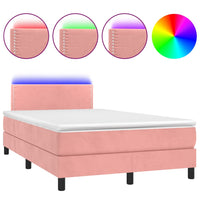 Letto a Molle con Materasso e LED Rosa 120x200 cm in Velluto 3134338