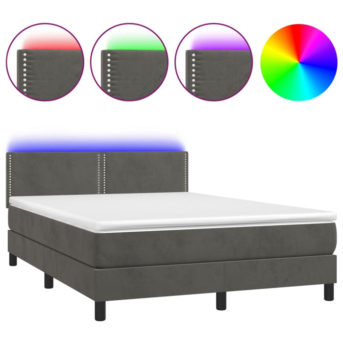 Letto a Molle con Materasso e LED Grigio Scuro 140x200 cmcod mxl 98895