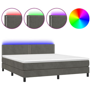 Letto a Molle con Materasso e LED Grigio Scuro 160x200 cm cod mxl 37954