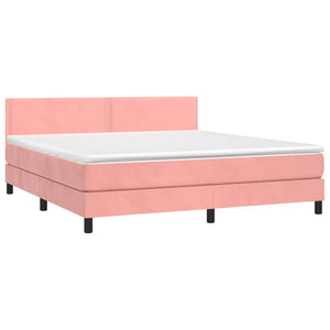 Letto a Molle con Materasso e LED Rosa 160x200 cm in Velluto cod mxl 66142