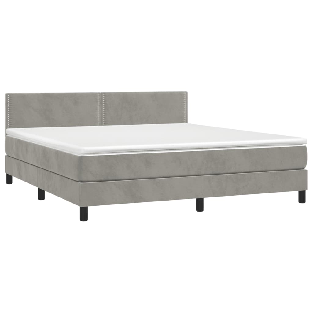 Letto a Molle Materasso e LED Grigio Chiaro 180x200 cm Velluto cod mxl 62051