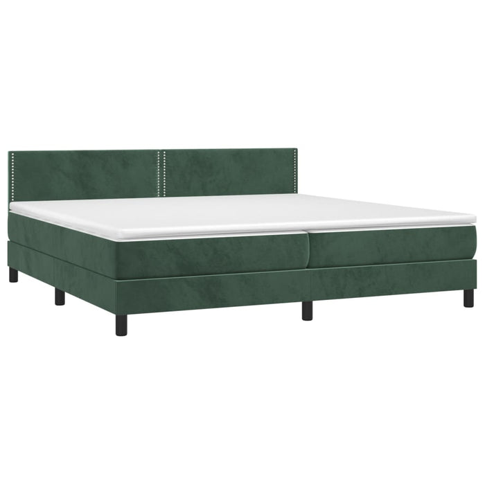 Letto a Molle con Materasso e LED Verde Scuro 200x200cm Velluto cod mxl 57991