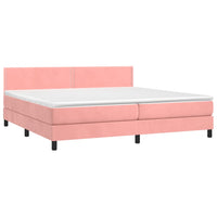 Letto a Molle con Materasso e LED Rosa 200x200 cm in Velluto cod mxl 54477