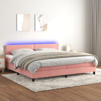 Letto a Molle con Materasso e LED Rosa 200x200 cm in Velluto cod mxl 54477