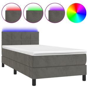 Letto a Molle con Materasso e LED Grigio Scuro 80x200cm Velluto cod mxl 61506