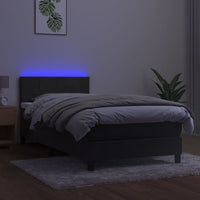 Letto a Molle con Materasso e LED Grigio Scuro 80x200cm Velluto cod mxl 61506