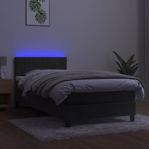 Letto a Molle con Materasso e LED Grigio Scuro 80x200cm Velluto cod mxl 61506