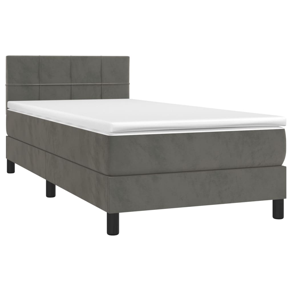 Letto a Molle con Materasso e LED Grigio Scuro 80x200cm Velluto cod mxl 61506