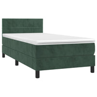 Letto a Molle con Materasso e LED Verde Scuro 80x200cm Velluto 3134372