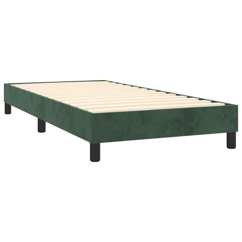 Letto a Molle con Materasso e LED Verde Scuro 80x200cm Velluto 3134372