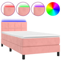 Letto a Molle con Materasso e LED Rosa 80x200 cm in Velluto cod mxl 76611