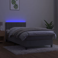 Letto a Molle Materasso e LED Grigio Chiaro 90x190 cm Velluto 3134375