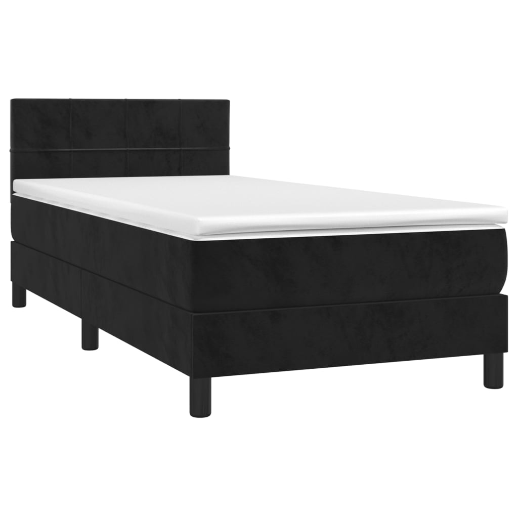 Letto a Molle con Materasso e LED Nero 90x190 cm in Velluto 3134377