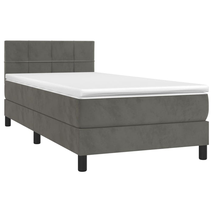 Letto a Molle con Materasso e LED Grigio Scuro 100x200 cm 3134388