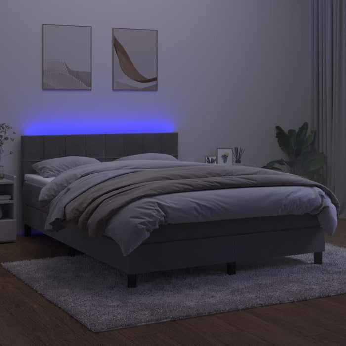 Letto a Molle Materasso e LED Grigio Chiaro 140x190 cm Vellutocod mxl 98911