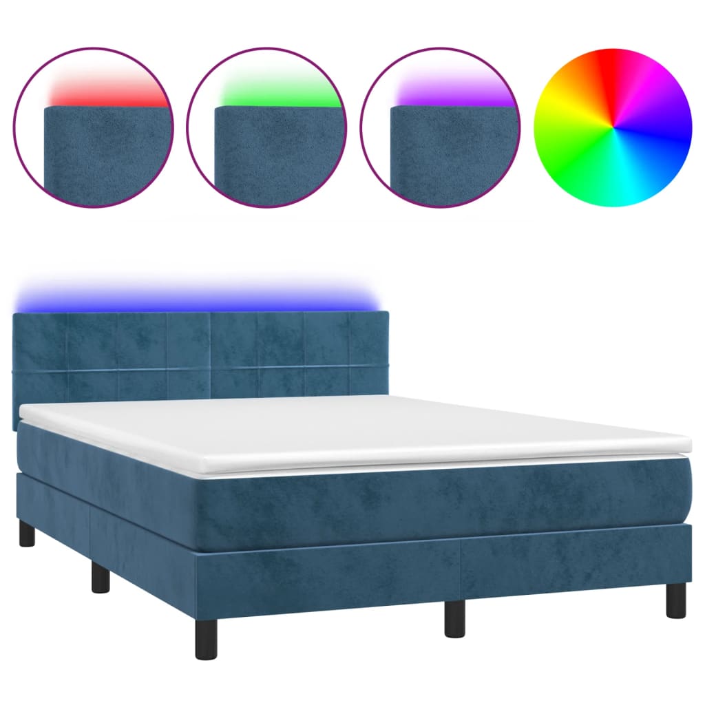 Letto a Molle con Materasso e LED Blu Scuro 140x200 cmcod mxl 98907