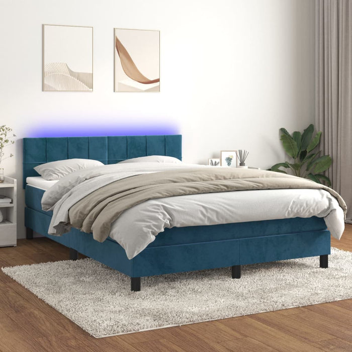 Letto a Molle con Materasso e LED Blu Scuro 140x200 cmcod mxl 98907