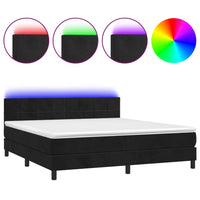 Letto a Molle con Materasso e LED Nero 160x200 cm in Velluto 3134413