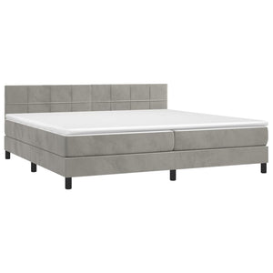 Letto a Molle Materasso e LED Grigio Chiaro 200x200 cm Velluto 3134423