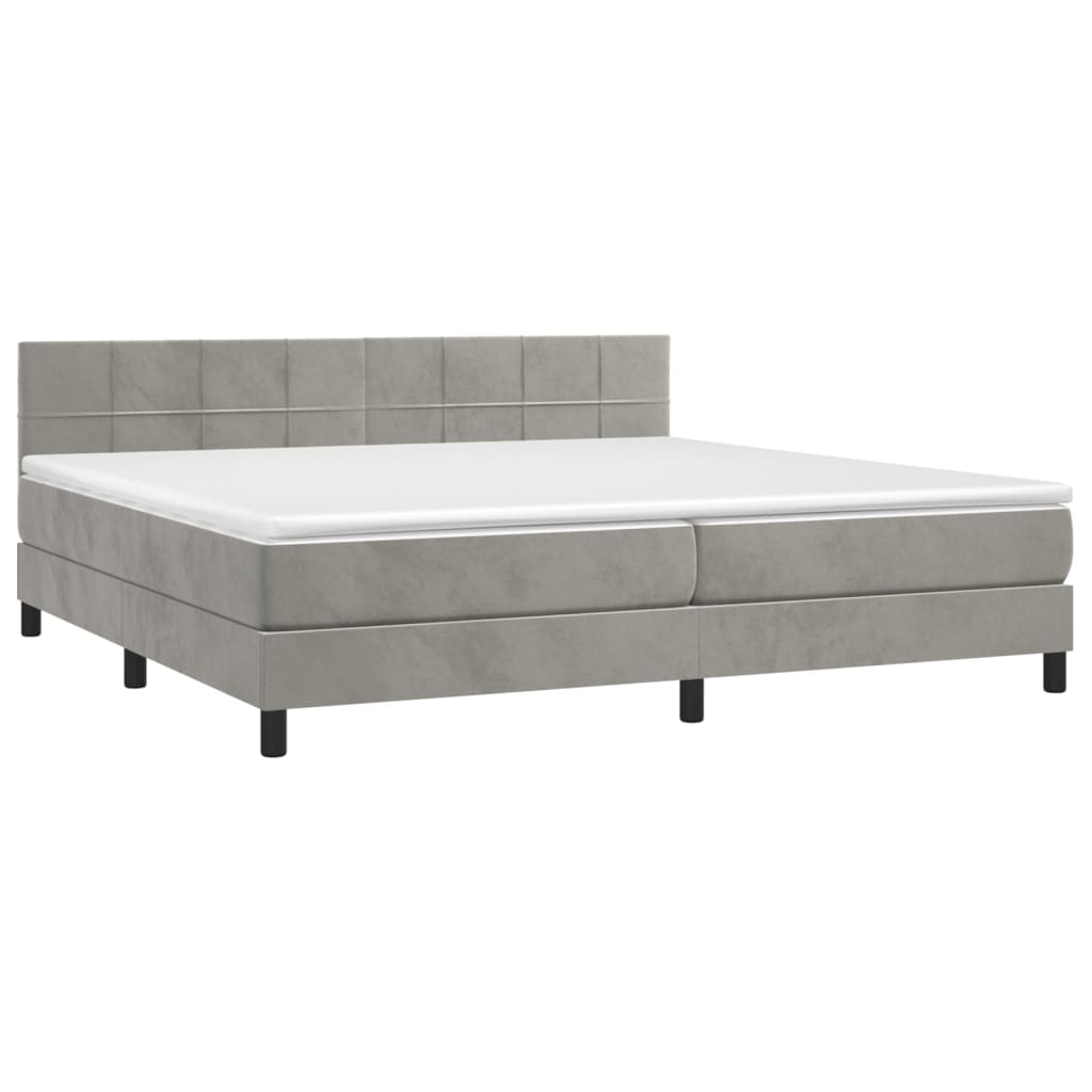 Letto a Molle Materasso e LED Grigio Chiaro 200x200 cm Velluto cod mxl 52899