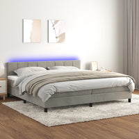 Letto a Molle Materasso e LED Grigio Chiaro 200x200 cm Velluto 3134423