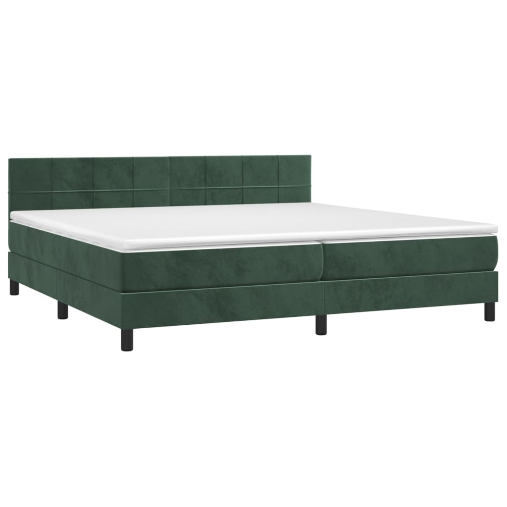 Letto a Molle con Materasso e LED Verde Scuro 200x200cm Velluto cod mxl 64106