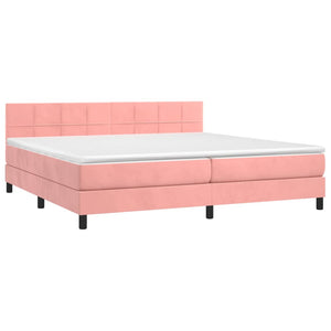 Letto a Molle con Materasso e LED Rosa 200x200 cm in Velluto 3134428