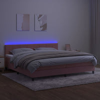 Letto a Molle con Materasso e LED Rosa 200x200 cm in Velluto 3134428