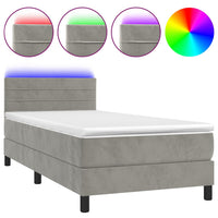 Letto a Molle Materasso e LED Grigio Chiaro 80x200 cm Velluto 3134429