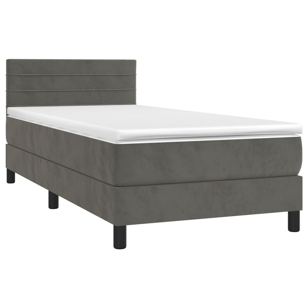 Letto a Molle con Materasso e LED Grigio Scuro 80x200cm Velluto cod mxl 55119