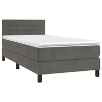 Letto a Molle con Materasso e LED Grigio Scuro 80x200cm Velluto 3134430