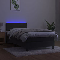 Letto a Molle con Materasso e LED Grigio Scuro 80x200cm Velluto cod mxl 55119