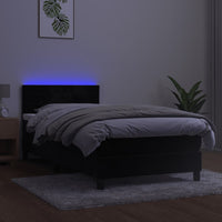 Letto a Molle con Materasso e LED Nero 90x200 cm in Velluto 3134443