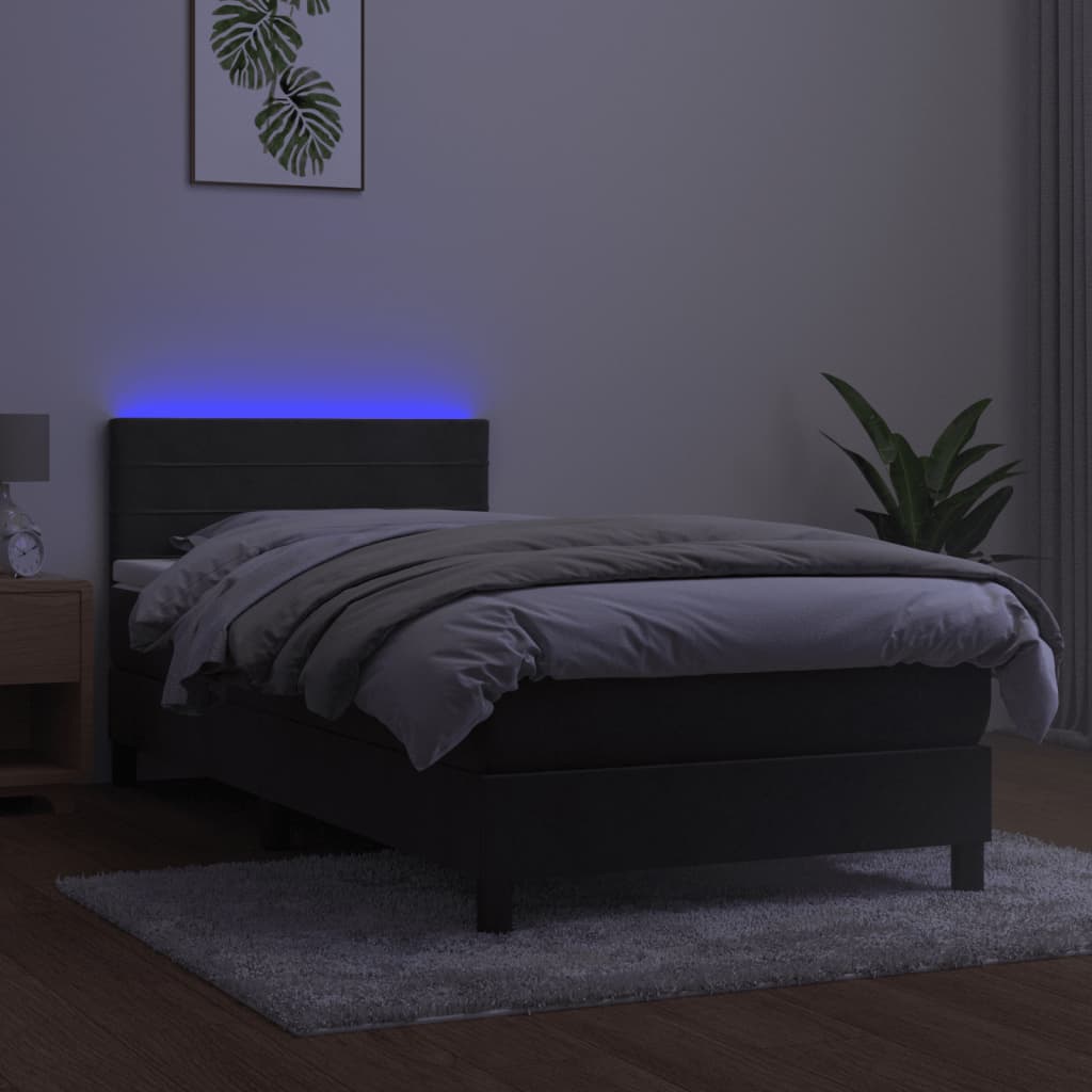 Letto a Molle con Materasso e LED Grigio Scuro 100x200 cm 3134448