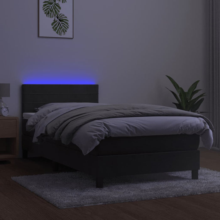 Letto a Molle con Materasso e LED Grigio Scuro 100x200 cm 3134448